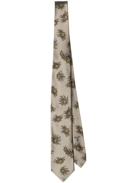 Svilena kravata s cvjetnim printom Prada zelena