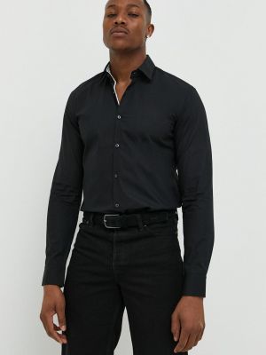 Памучна риза Hugo черно