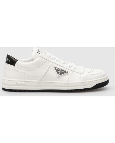 Шкіряні кросівки з логотипом Prada, білі