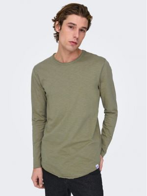 Tricou cu mânecă lungă Only & Sons verde