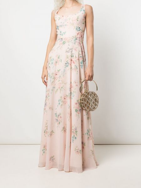 Květinové večerní šaty s potiskem Marchesa Notte Bridesmaids růžové