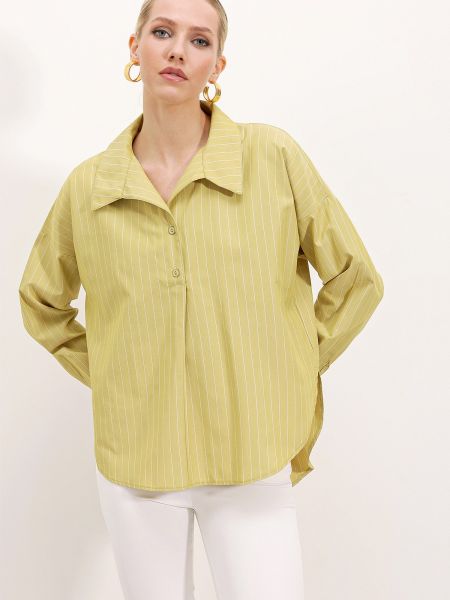 Relaxed fit dryžuota marškiniai oversize Bigdart žalia