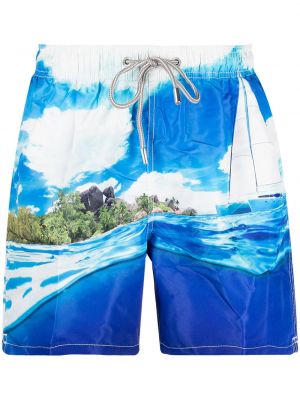 Kratke hlače s printom s tropskim uzorkom Mc2 Saint Barth plava