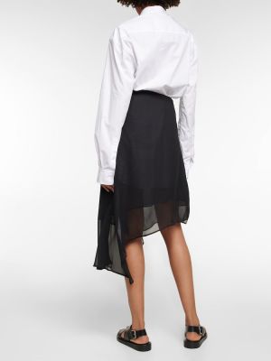 Asymetrické midi sukně s vysokým pasem Ann Demeulemeester černé