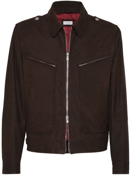 Veste de cuir Brunello Cucinelli marron