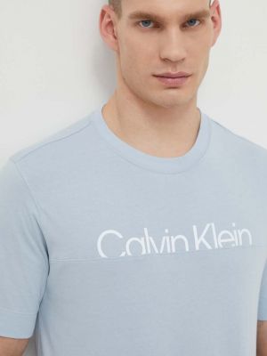 Тениска с дълъг ръкав с принт Calvin Klein Performance синьо