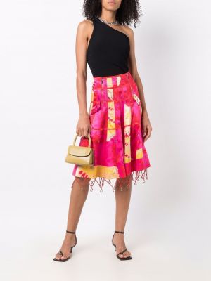 Jedwabna spódnica z nadrukiem w abstrakcyjne wzory Christian Dior