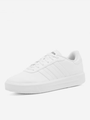 Kožené tenisky na platformě z imitace kůže Adidas bílé