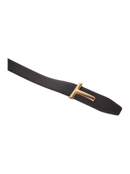 Cinturón de cuero con hebilla reversible Tom Ford negro