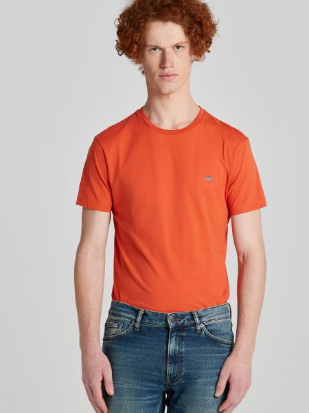 Slim fit póló Gant narancsszínű