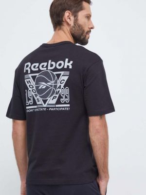 Памучна тениска с дълъг ръкав с принт Reebok Classic черно