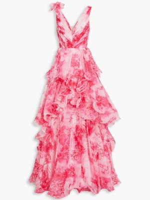 Платье с принтом Marchesa Notte розовое