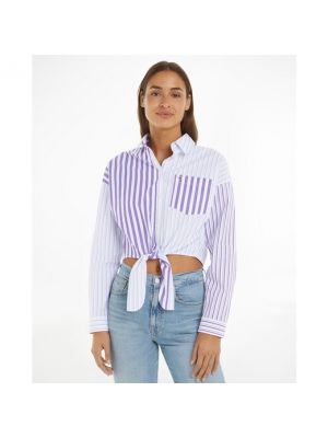 Camisa vaquera a rayas con estampado Tommy Jeans violeta