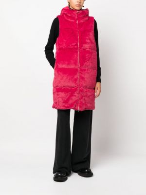 Kožešinová vesta na zip s kapucí Herno růžová
