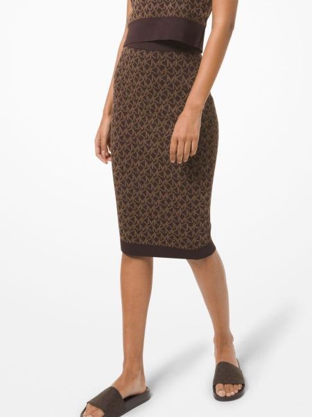 Falda midi con estampado de tejido jacquard Michael Michael Kors marrón