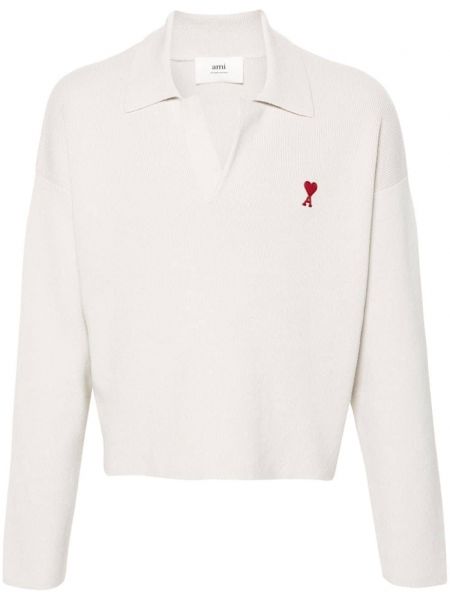 Polo en coton de motif coeur en tricot Ami Paris