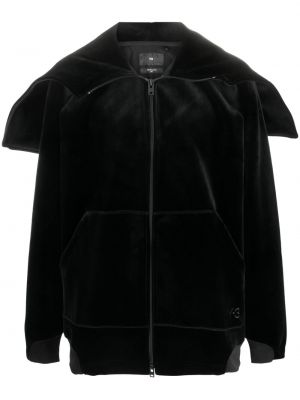 Žametna jakna iz rebrastega žameta s kapuco Y-3 črna
