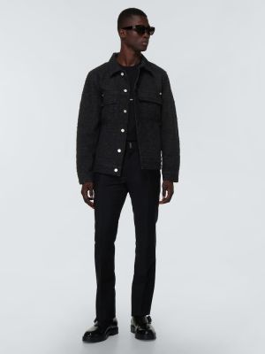 Giacca di jeans distressed in tessuto jacquard Givenchy nero