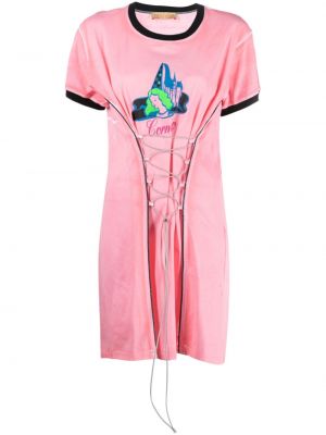 Φόρεμα με κορδόνια με δαντέλα Cormio ροζ