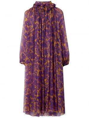 Φλοράλ μεταξωτή φόρεμα με σχέδιο Burberry μωβ