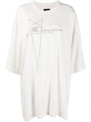 Βαμβακερή μπλούζα με κέντημα Rick Owens X Champion λευκό