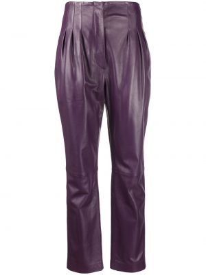 Pantaloni din piele Alberta Ferretti violet
