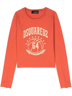 Bavlnené priliehavé tričko Dsquared2 oranžová