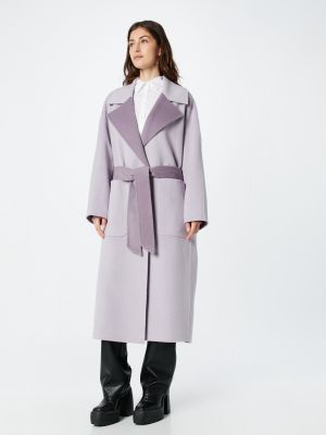 Вълнено зимно палто Calvin Klein виолетово