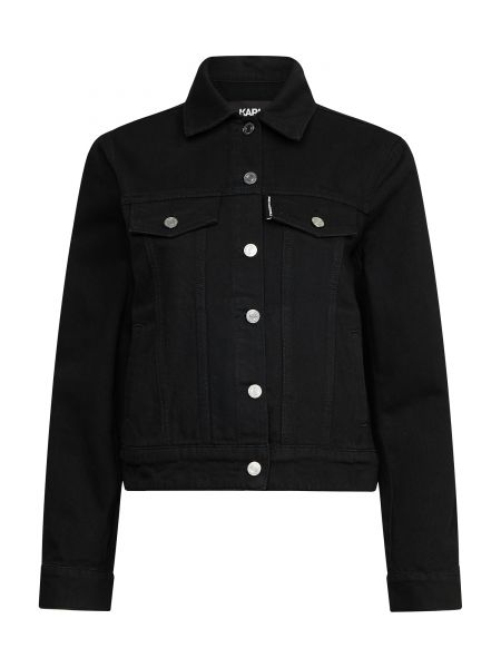 Jednofarebná bavlnená priliehavá džínsová bunda Karl Lagerfeld - čierna
