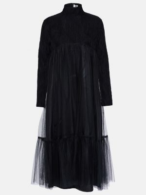 Шерстяное платье миди из тюля Noir Kei Ninomiya черное