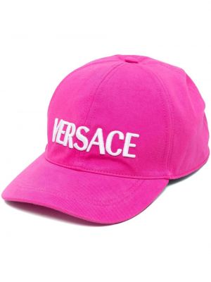 Cappello con visiera con stampa Versace rosa