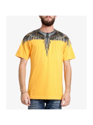 Camisa de algodón con estampado Marcelo Burlon amarillo