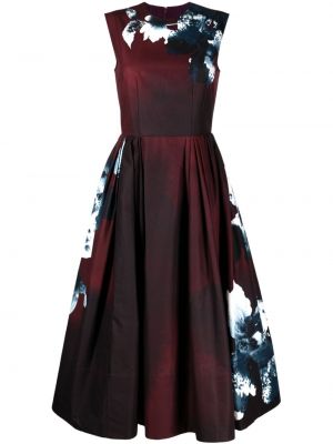 Памучна рокля с принт Erdem винено червено