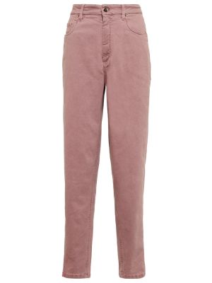Skinny džíny s vysokým pasem Brunello Cucinelli růžové