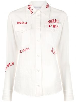 Camisa con bordado manga larga Victoria Victoria Beckham blanco