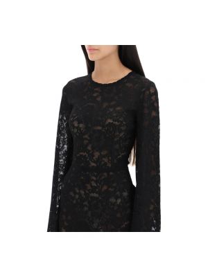 Mini vestido de flores de punto calado Dolce & Gabbana negro