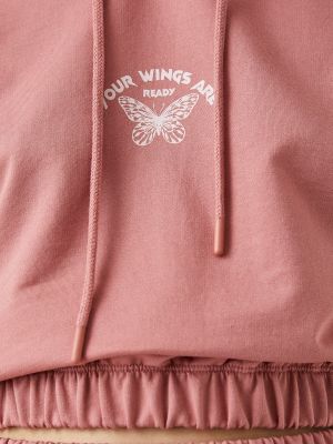 Kapučdžemperis ar apdruku ar īsām piedurknēm Koton rozā