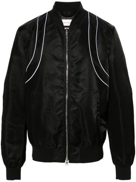 Jachetă lungă cu fermoar Alexander Mcqueen negru