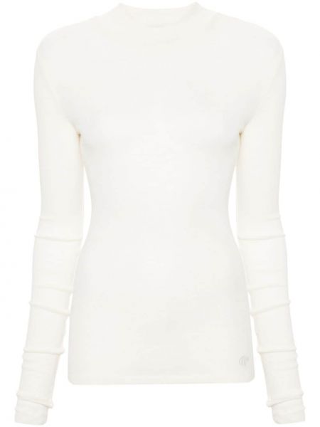 Haftowany sweter wełniany Claudie Pierlot biały