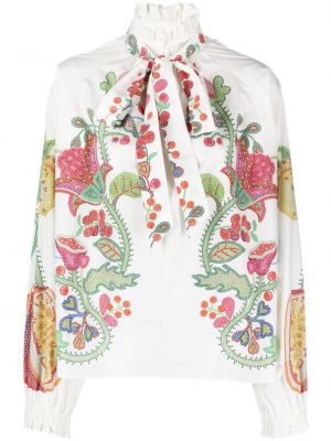 Φλοράλ βαμβακερή μπλούζα με σχέδιο La Doublej λευκό