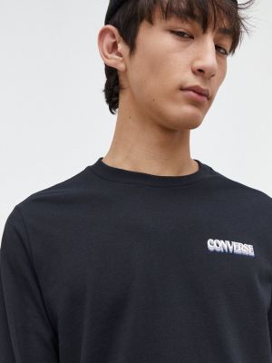 Tricou cu mânecă lungă din bumbac Converse negru