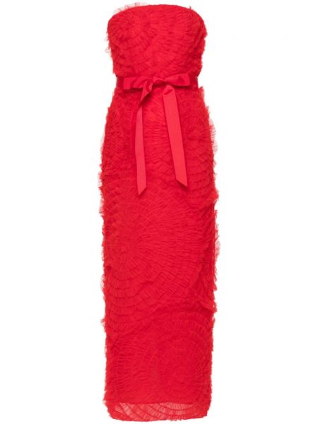Sukienka midi z falbankami Huishan Zhang czerwona