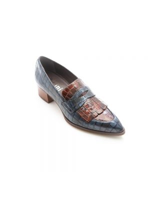 Leder loafer mit print Pertini braun