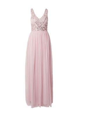 Čipkované večerné šaty s korálky Lace & Beads ružová