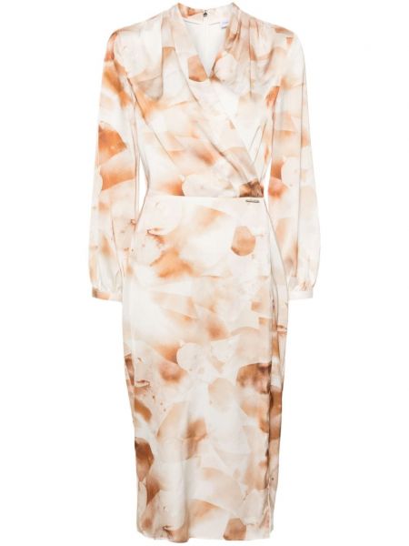 Saténové midi šaty s potiskem s abstraktním vzorem Calvin Klein