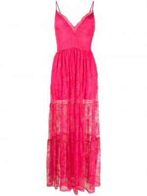 Csipkés virágos hosszú ruha Ermanno Firenze rózsaszín