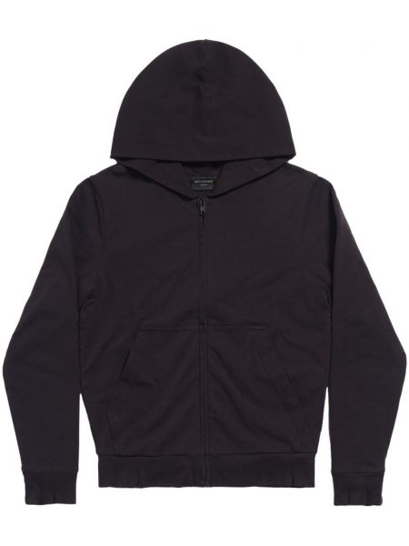 Pamučna hoodie s kapuljačom s patentnim zatvaračem Balenciaga crna
