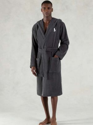 Памучен халат Ralph Lauren сиво