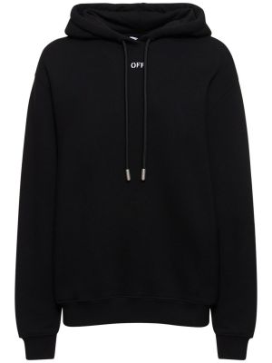 Pamučna hoodie s kapuljačom s vezom Off-white crna
