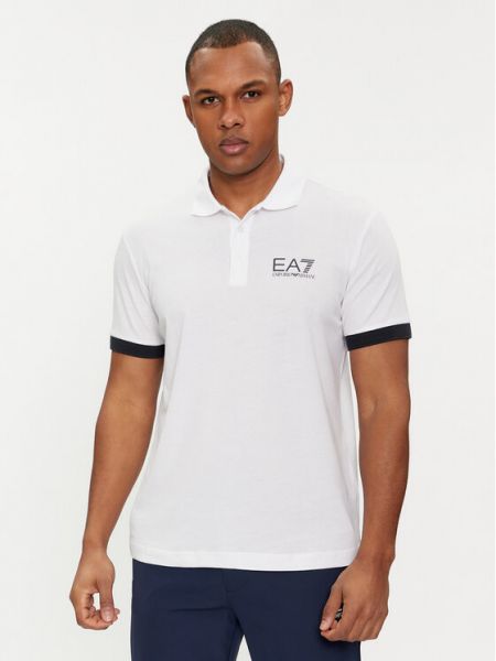 Тениска с копчета Ea7 Emporio Armani бяло